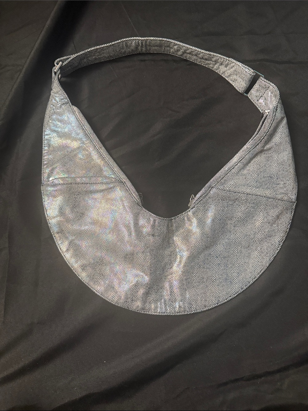 Iridescent Crescent Shoulder Bag - Metallic Silver